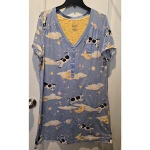 Rare NICK & NORA Cow Jumped over the Moon Sleep Shirt Nightgown XXL Pajama